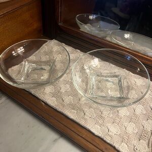 HAZEL-ATLAS *Vintage* Mid Century Modern Colony Clear Glass Bowls 6in Diameter